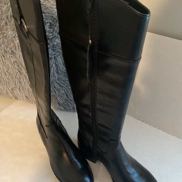 Alfani Bexleyy Black Wide Calf Leather Boots - Picture 6 of 11
